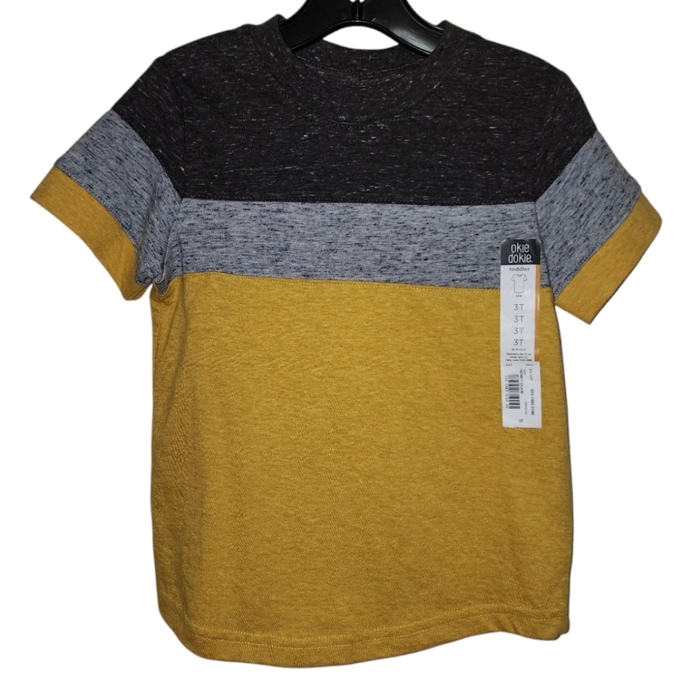 Okie Dokie Toddler Boys Sz 3T Short Sleeve Colorblock T-shirt Vacation Vibes NWT